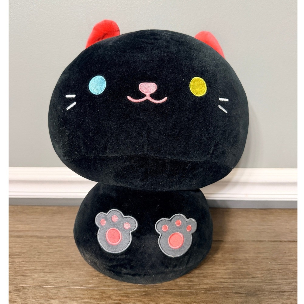 Mewaii Black Cat Mushroom Plush Stuffed Animal Toy Kawaii‎